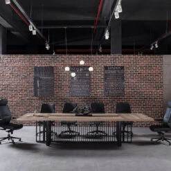 VIDAL Boardroom Table 2.4m X 1.2m - Warm Oak & Black(Vidal Boardroom Table 2 4m X 1 2m Warm Oak Black) -Modern Furniture WF N2811 2412Lifestyle1 800