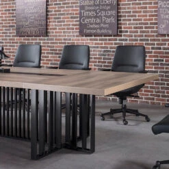 VIDAL Boardroom Table 2.4m X 1.2m - Warm Oak & Black(Vidal Boardroom Table 2 4m X 1 2m Warm Oak Black) -Modern Furniture WF N2811 2412 2 1000