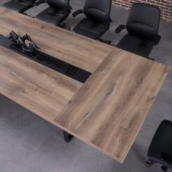 VIDAL Boardroom Table 2.4m X 1.2m - Warm Oak & Black(Vidal Boardroom Table 2 4m X 1 2m Warm Oak Black) -Modern Furniture WF N2811 2412 3 1000