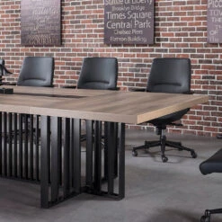 VIDAL Boardroom Table 3.0m X 1.2m - Warm Oak & Black(Vidal Boardroom Table 3 0cm X 1 2m Warm Oak Black) -Modern Furniture WF N2811 3012 2 1000