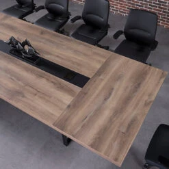 VIDAL Boardroom Table 3.0m X 1.2m - Warm Oak & Black(Vidal Boardroom Table 3 0cm X 1 2m Warm Oak Black) -Modern Furniture WF N2811 3012 3 1000