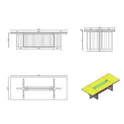 VIDAL Boardroom Table 3.0m X 1.2m - Warm Oak & Black(Vidal Boardroom Table 3 0cm X 1 2m Warm Oak Black) -Modern Furniture WF N2811 3012dms 1000