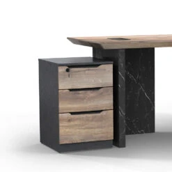 LOGAN Executive Desk Reversible 150cm - Warm Oak & Black(Logan Executive Desk Left Panel 150cm Warm Oak Black) 37 LOGAN Executive Desk Reversible 150cm - Warm Oak & Black(Logan Executive Desk Left Panel 150cm Warm Oak Black) -Modern Furniture WF N2815withhandlecloseup1Left 1000