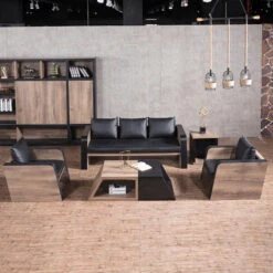 FRANCO Single Seater Sofa - Warm Oak & Black(Franco Single Seater Sofa Mahogany Black) -Modern Furniture WF N28214 800 1040a6f8 f5f5 473d b730 43a5cde3984f