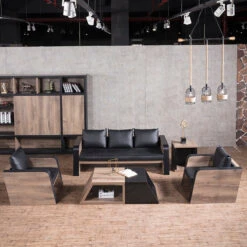 FRANCO Single Seater Sofa - Warm Oak & Black(Franco Single Seater Sofa Mahogany Black) -Modern Furniture WF N2821 4 copy