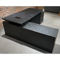 PHOENIX Black Executive Desk With Left Return 2.2M - Black Concrete(Phoenix Black Executive Desk With Left Return 2 2m Black) -Modern Furniture WF NB2201 L 30 1000