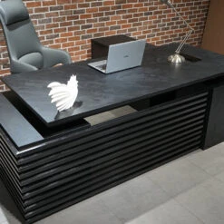 PHOENIX Black Executive Desk With Left Return 2.2M - Black Concrete(Phoenix Black Executive Desk With Left Return 2 2m Black) -Modern Furniture WF NB2201 L 4 1000
