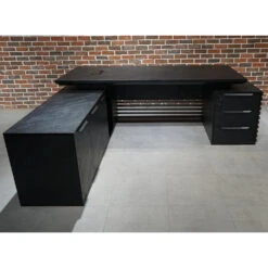 PHOENIX Black Executive Desk With Left Return 2.2M - Black Concrete(Phoenix Black Executive Desk With Left Return 2 2m Black) -Modern Furniture WF NB2201 L 6 1000
