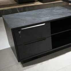 DAXTON Black Executive Desk With Left Return 2.4M - Black Concrete(Daxton Black Executive Desk With Left Return 2 4m Black) -Modern Furniture WF NB2802 R 10 Left 1000 29ff2203 b9a2 48af b4c1 d7b7aa3a050f