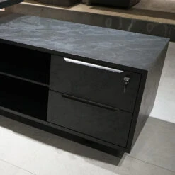 DAXTON Black Executive Desk With Right Return 2.4M - Black Concrete(Daxton Black Executive Desk With Right Return 2 4m Black) -Modern Furniture WF NB2802 R 10 Right 1000 70948f85 75a1 4739 b35b 037f2017b68d