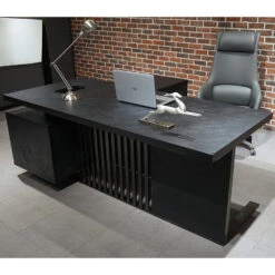 DAXTON Black Executive Desk With Right Return 200cm - Black Concrete(Daxton Black Executive Desk With Right Return 200cm Black) -Modern Furniture WF NB2802 R 2 Right 1000