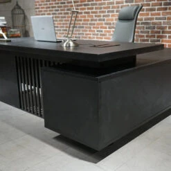 DAXTON Black Executive Desk With Left Return 200cm - Black Concrete(Daxton Black Executive Desk With Left Return 200cm Black) -Modern Furniture WF NB2802 R 3 Left 1000