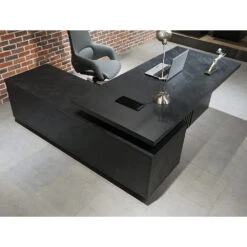 DAXTON Black Executive Desk With Right Return 200cm - Black Concrete(Daxton Black Executive Desk With Right Return 200cm Black) -Modern Furniture WF NB2802 R 4 Right 1000