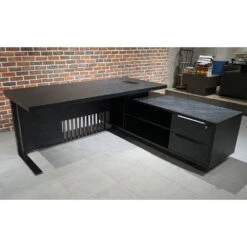 DAXTON Black Executive Desk With Right Return 200cm - Black Concrete(Daxton Black Executive Desk With Right Return 200cm Black) -Modern Furniture WF NB2802 R 6 Right 1000