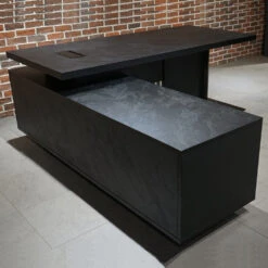 DAXTON Black Executive Desk With Left Return 200cm - Black Concrete(Daxton Black Executive Desk With Left Return 200cm Black) -Modern Furniture WF NB2802 R 8 Left 1000
