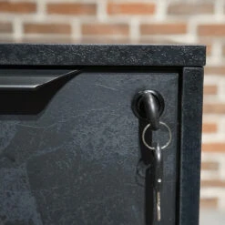 AFTAN Black Executive Desk With Pedestal & Left Mobile Return 180cm - Black Concrete(Aftan Black Executive Desk With Pedestal Left Mobile Return 180cm Black) -Modern Furniture WF NB2806 L 22 1000