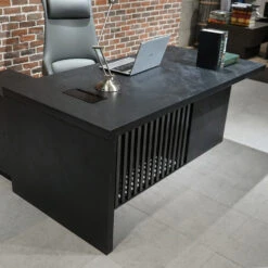 AFTAN Black Executive Desk With Pedestal & Right Mobile Return 180cm - Black Concrete(Aftan Black Executive Desk With Pedestal Right Mobile Return 180cm Black) 26 AFTAN Black Executive Desk With Pedestal & Right Mobile Return 180cm - Black Concrete(Aftan Black Executive Desk With Pedestal Right Mobile Return 180cm Black) -Modern Furniture WF NB2806 R 4 1000
