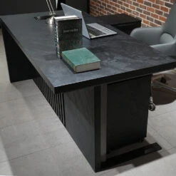 AFTAN Black Executive Desk With Pedestal & Right Mobile Return 180cm - Black Concrete(Aftan Black Executive Desk With Pedestal Right Mobile Return 180cm Black) 27 AFTAN Black Executive Desk With Pedestal & Right Mobile Return 180cm - Black Concrete(Aftan Black Executive Desk With Pedestal Right Mobile Return 180cm Black) -Modern Furniture WF NB2806 R 7 1000