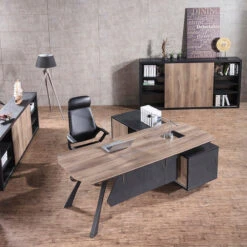 AFTAN Display Unit 240cm - Warm Oak & Black(Aftan Display Unit 2 4m Mahogany Black) -Modern Furniture WF NS2806 1 copy