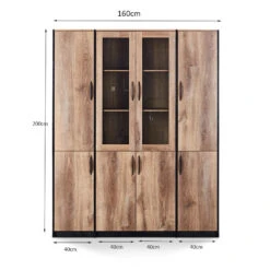 REGGIE Display Unit 160cm - Warm Oak & Black(Reggie Display Unit 160cm Mahogany Colour) -Modern Furniture WF NS280901dms