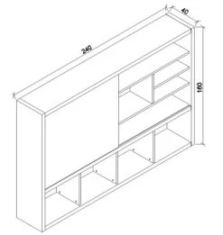 DAXTON Display Unit 2.4M - Warm Oak & Black(Daxton Display Unit 2 4m Mahogany Black) -Modern Furniture WF NS2810 dms