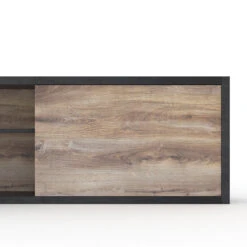 ARTO Display Unit 240cm - Warm Oak & Black(Arto Display Unit 2 4m Mahogany Black) -Modern Furniture WF NT001closeup b 800