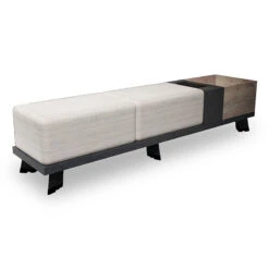 HALDIS Bench 180cm - Warm Oak & Black(Sofa Bench Mahogany Black)