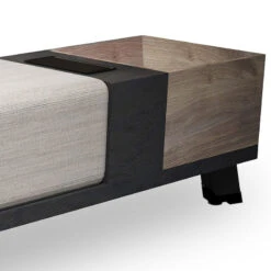HALDIS Bench 180cm - Warm Oak & Black(Sofa Bench Mahogany Black) -Modern Furniture WF NT015blacklegscloseupB800