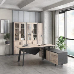 ARTO Executive Office Desk With Reversible Return 1.8M - 2.0M - Warm Oak & Black(Arto Executive Desk With Right Return 1 8m Mahogany Black) -Modern Furniture WF NW001 LLifestyle a 800Right fa28ccb8 4f2b 4fb7 a6bf 20f0e60c63dc