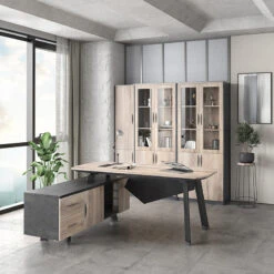 ARTO Executive Office Desk With Reversible Return 1.8M - 2.0M - Warm Oak & Black(Arto Executive Desk With Right Return 1 8m Mahogany Black) -Modern Furniture WF NW001 LLifestyle a 800 8edb8ef4 9b8e 4cde bb98 4a2149b15f13