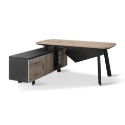 ARTO Executive Office Desk With Reversible Return 1.8M - 2.0M - Warm Oak & Black(Arto Executive Desk With Right Return 1 8m Mahogany Black) -Modern Furniture WF NW001 LbackNEW 800