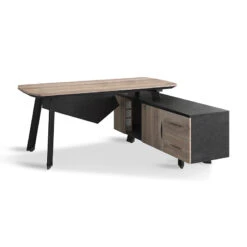 ARTO Executive Office Desk With Reversible Return 1.8M - 2.0M - Warm Oak & Black(Arto Executive Desk With Right Return 1 8m Mahogany Black) -Modern Furniture WF NW001 RbackNEW 800