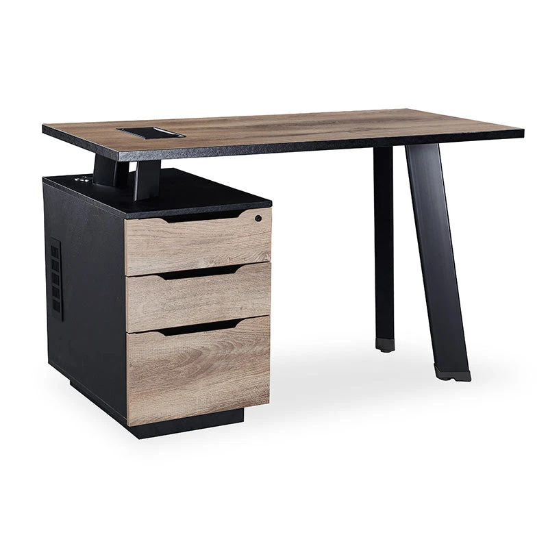 ARTO Single Workstation Desk With Left Cabinet 1.2M - Warm Oak & Black(Arto Single Workstation Desk With Left Return 1 2m Mahogany Black) 3 ARTO Single Workstation Desk With Left Cabinet 1.2M - Warm Oak & Black(Arto Single Workstation Desk With Left Return 1 2m Mahogany Black)