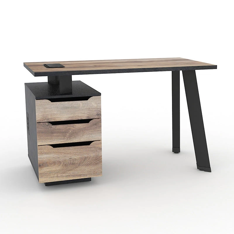 ARTO Single Workstation Desk With Left Cabinet 1.2M - Warm Oak & Black(Arto Single Workstation Desk With Left Return 1 2m Mahogany Black) 4 ARTO Single Workstation Desk With Left Cabinet 1.2M - Warm Oak & Black(Arto Single Workstation Desk With Left Return 1 2m Mahogany Black) - Image 2