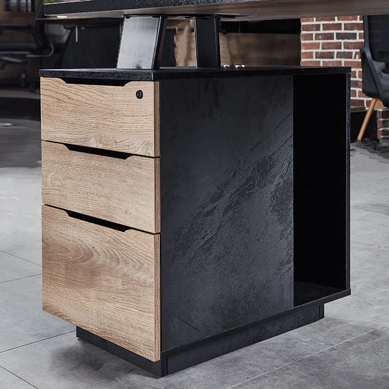 ARTO Single Workstation Desk With Left Cabinet 1.2M - Warm Oak & Black(Arto Single Workstation Desk With Left Return 1 2m Mahogany Black) 8 ARTO Single Workstation Desk With Left Cabinet 1.2M - Warm Oak & Black(Arto Single Workstation Desk With Left Return 1 2m Mahogany Black) - Image 6
