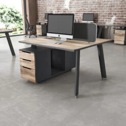 ARTO 2 People Back To Back Workstation Desk 2 Cabinets 1.2M - Warm Oak & Black(Arto 2 People Workstation Desk With 2 Cabinets 2 40m Mahogany Black 1) 15 ARTO 2 People Back To Back Workstation Desk 2 Cabinets 1.2M - Warm Oak & Black(Arto 2 People Workstation Desk With 2 Cabinets 2 40m Mahogany Black 1) -Modern Furniture WF NW008Lifestyle2NEW 800