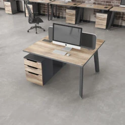 ARTO 2 People Back To Back Workstation Desk 2 Cabinets 1.2M - Warm Oak & Black(Arto 2 People Workstation Desk With 2 Cabinets 2 40m Mahogany Black 1) 16 ARTO 2 People Back To Back Workstation Desk 2 Cabinets 1.2M - Warm Oak & Black(Arto 2 People Workstation Desk With 2 Cabinets 2 40m Mahogany Black 1) -Modern Furniture WF NW008Lifestyle3NEW 800
