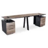 ARTO 2 People Workstation With 2 Cabinets2.4M - Warm Oak & Black(Arto 2 People Workstation Desk With 2 Cabinets 2 40m Mahogany Black) -Modern Furniture WF NW009 1 800