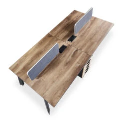 ARTO 4 People Back To Back Workstation 2 Cabinets2.4M - Warm Oak & Black(Arto 4 People Workstation Desk With 2 Cabinets 2 40m Mahogany Black) -Modern Furniture WF NW012 800 1