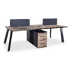ARTO 4 People Back To Back Workstation 2 Cabinets2.4M - Warm Oak & Black(Arto 4 People Workstation Desk With 2 Cabinets 2 40m Mahogany Black) -Modern Furniture WF NW012 3 NEW 800