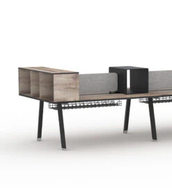 ARTO 6 Person Workstation Double Sided 5.0M - Warm Oak & Black(Arto 6 Person Workstation Double Sided 5 0m Mahogany Black) -Modern Furniture WF NW017Acloseup1 800