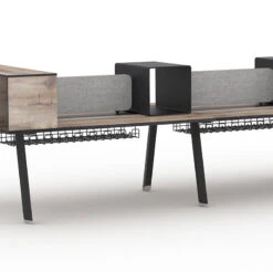 ARTO 6 Person Workstation Double Sided 5.0M - Warm Oak & Black(Arto 6 Person Workstation Double Sided 5 0m Mahogany Black) -Modern Furniture WF NW017Acloseup3 800