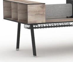 ARTO 6 Person Workstation Double Sided 5.0M - Warm Oak & Black(Arto 6 Person Workstation Double Sided 5 0m Mahogany Black) -Modern Furniture WF NW017Acloseup4 800