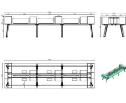 ARTO 6 Person Workstation Double Sided 5.0M - Warm Oak & Black(Arto 6 Person Workstation Double Sided 5 0m Mahogany Black) -Modern Furniture WF NW017Adms 800