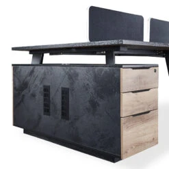 ARTO 4 People Back To Back Workstation 4 Cabinets 2.4M - Warm Oak & Black(Arto Workstation 4 People 2 Cabinets Double Sided) -Modern Furniture WF NW018 5 NEW 800