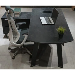 ARTO Black Executive Office Desk With Reversible Return 180-200cm - Black Concrete(Arto Black Executive Office Desk With Reversible Return 180 200cm Black) -Modern Furniture WF NWB001 12 L 1000
