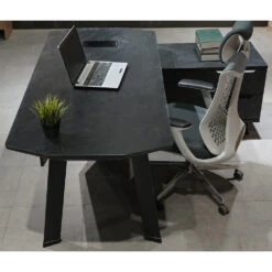 ARTO Black Executive Office Desk With Reversible Return 180-200cm - Black Concrete(Arto Black Executive Office Desk With Reversible Return 180 200cm Black) -Modern Furniture WF NWB001 12 R 1000