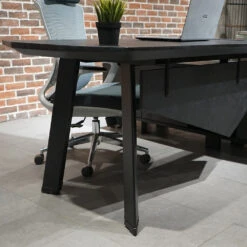 ARTO Black Executive Office Desk With Reversible Return 180-200cm - Black Concrete(Arto Black Executive Office Desk With Reversible Return 180 200cm Black) -Modern Furniture WF NWB001 4 L 1000