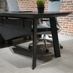 ARTO Black Executive Office Desk With Reversible Return 180-200cm - Black Concrete(Arto Black Executive Office Desk With Reversible Return 180 200cm Black) -Modern Furniture WF NWB001 4 R 1000