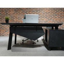 ARTO Black Executive Office Desk With Reversible Return 180-200cm - Black Concrete(Arto Black Executive Office Desk With Reversible Return 180 200cm Black) -Modern Furniture WF NWB001 5 L 1000